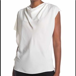 H Halston asymmetric sleeve top